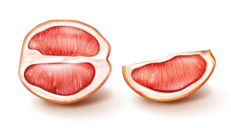 Vector Gratis  half and slice of red grapefruit