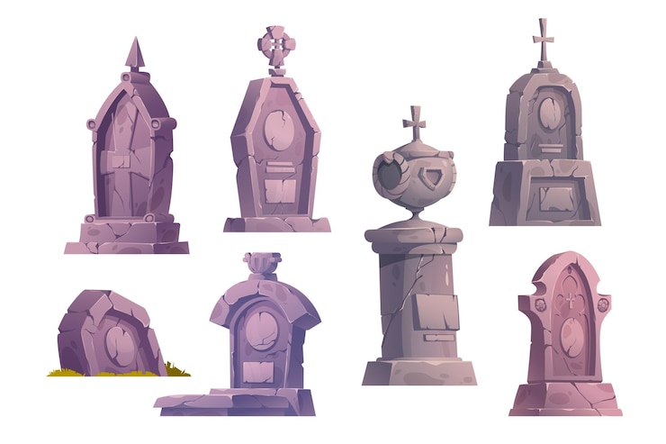 Vector Gratis halloween grave headstone vector old tombstone
