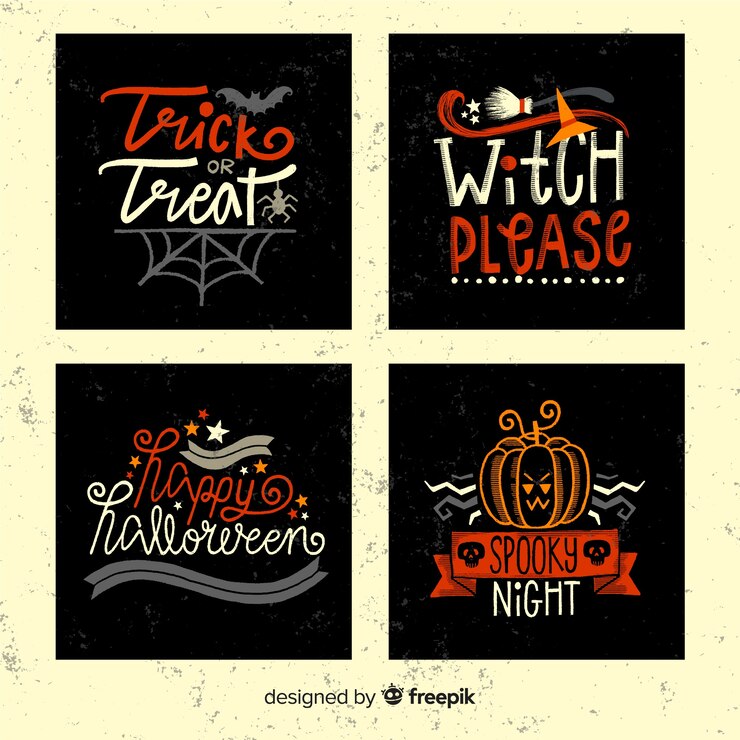 Vector Gratis halloween hand drawn cards set