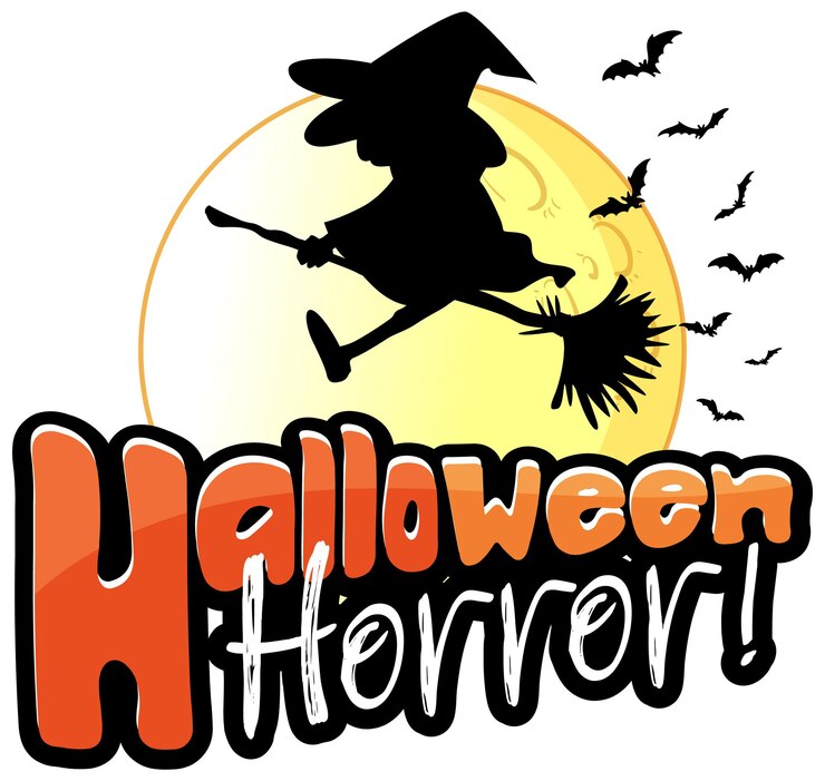Vector Gratis halloween horror banner with witch silhouette