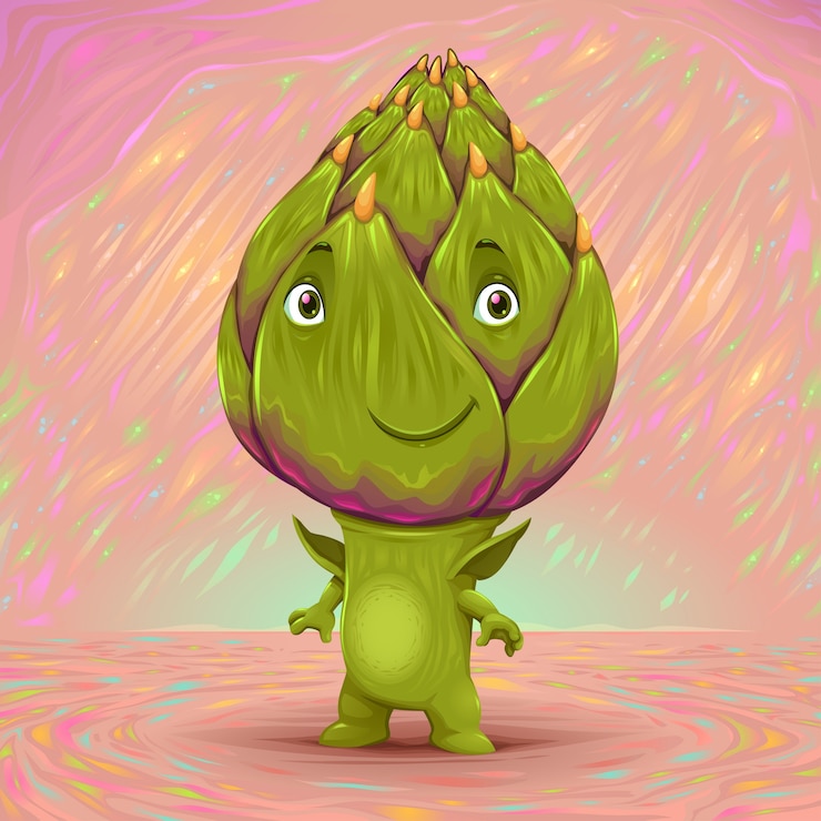 Vector Gratis halo nama saya ilustrasi kartun vektor artichoke