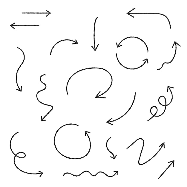 Hand Drawn Arrows Collection Pencil Line Thick To Thin