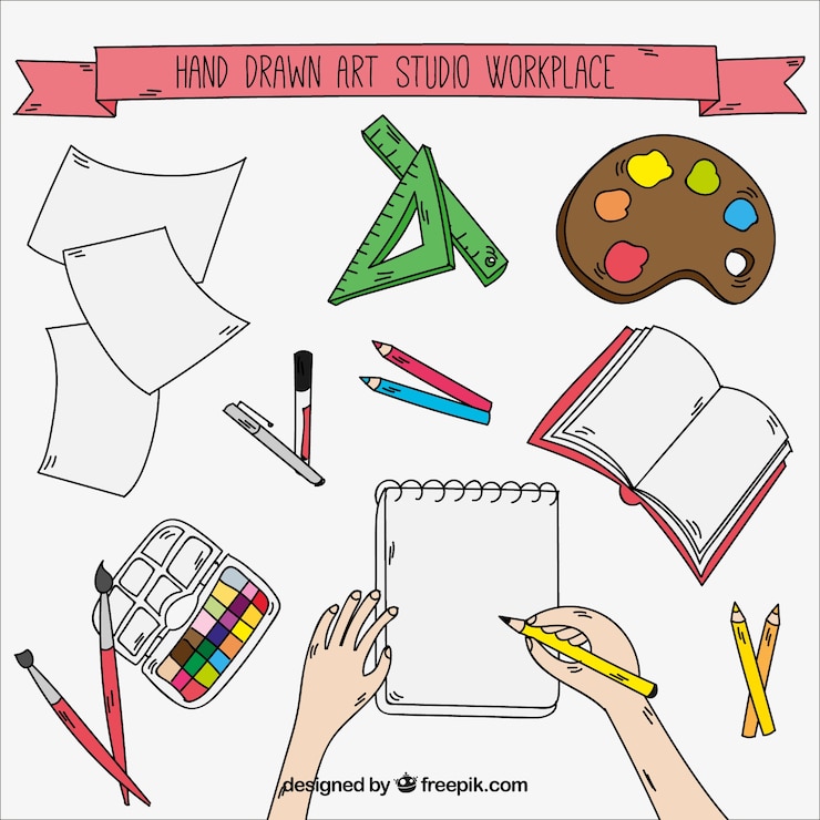 Vector Gratis hand-drawn art accessories 