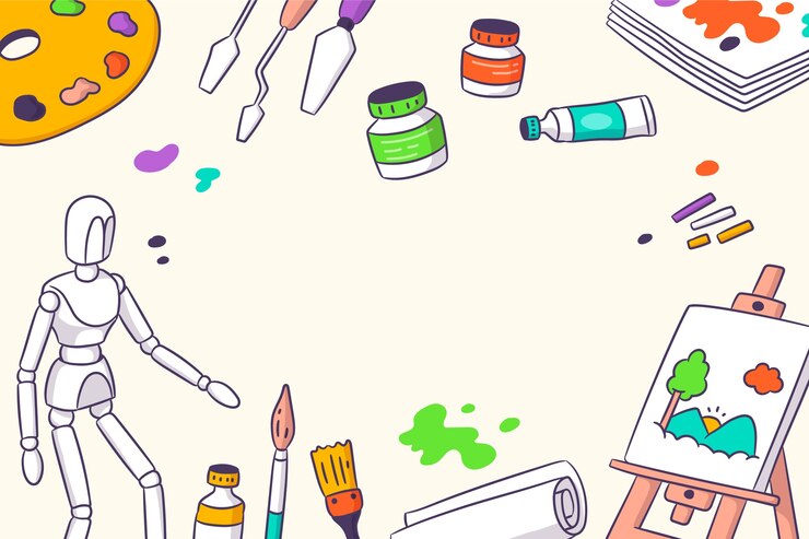 Vector Gratis hand drawn art supplies background