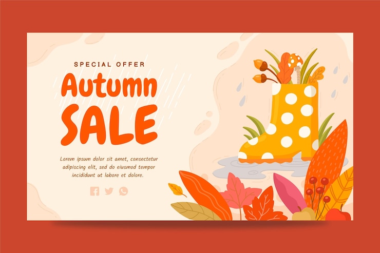 Vector Gratis hand drawn autumn horizontal banner template