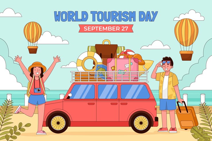 Vector Gratis hand drawn background for world tourism day celebration