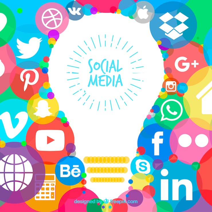 Vector Gratis hand drawn background with social media icons