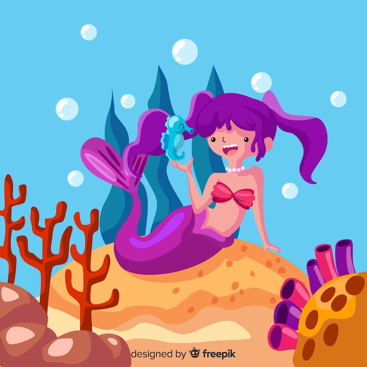 Vector Gratis hand drawn beautiful mermaid background