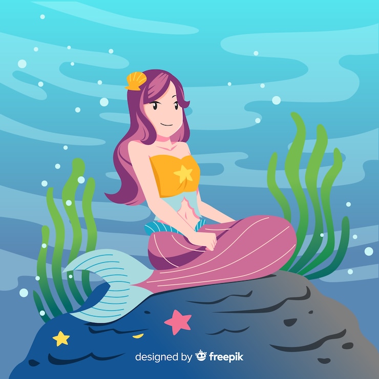 Vector Gratis hand drawn beautiful mermaid background