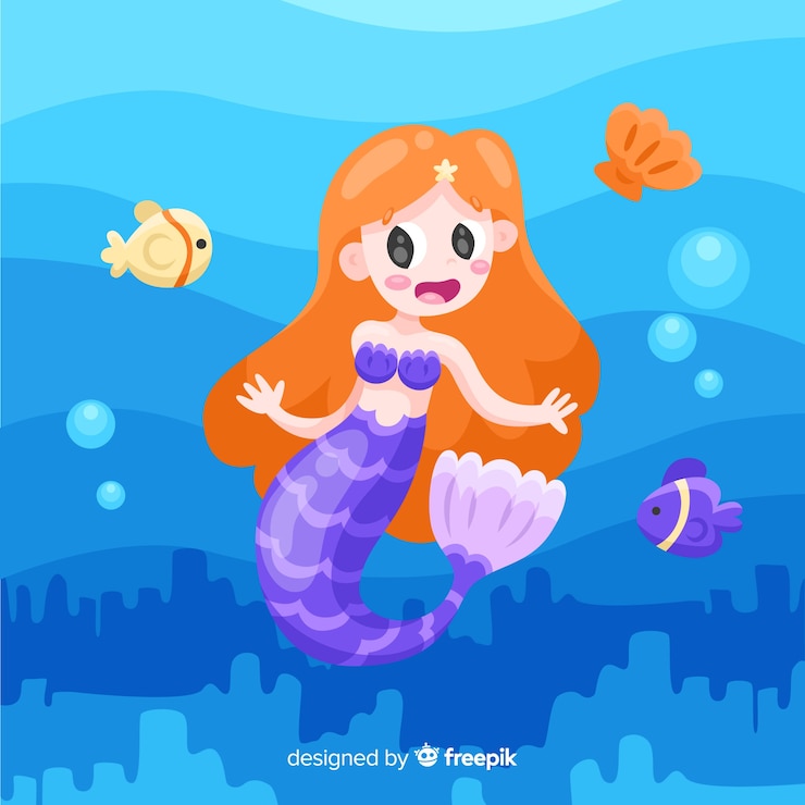Vector Gratis hand drawn beautiful mermaid background