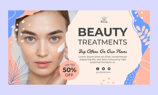 Hand drawn beauty salon facebook template