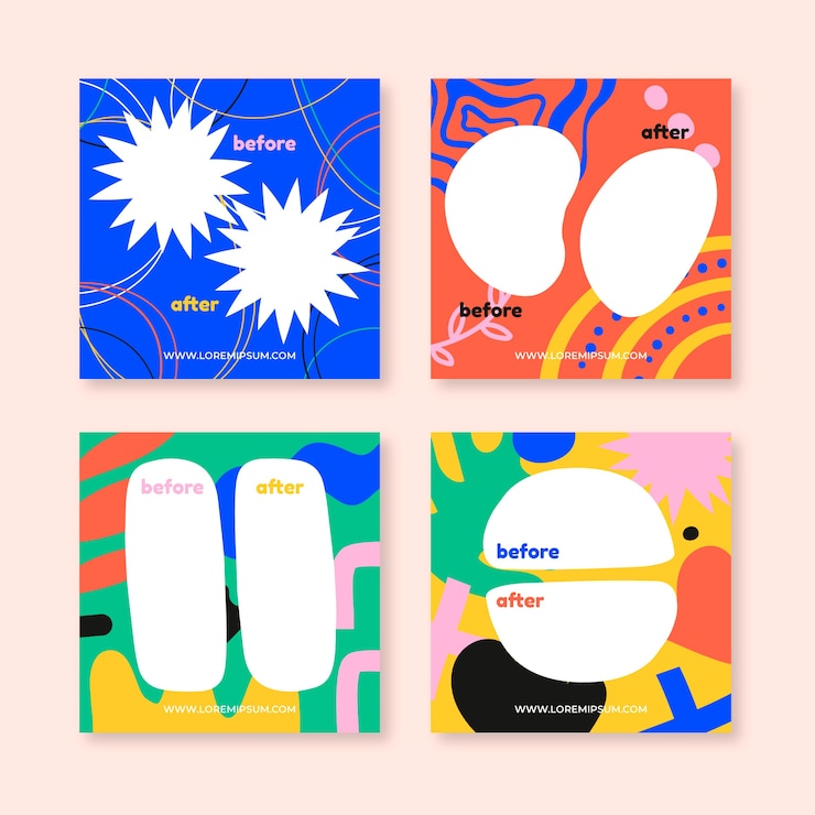 Vector Gratis hand drawn before and after ig post collection