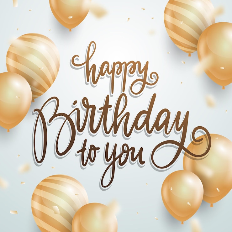 Vector Gratis hand drawn birthday lettering with realistic golden balloons