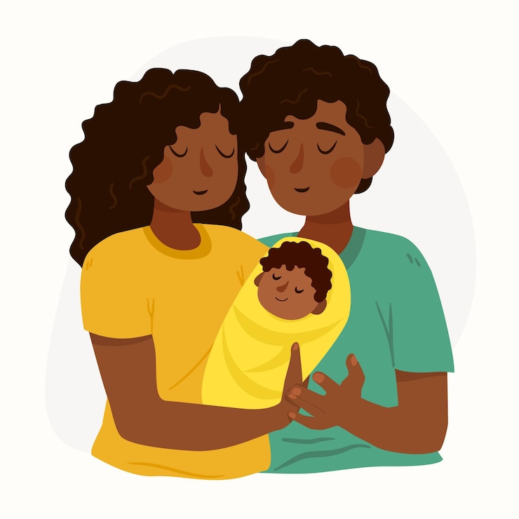 Vector Gratis hand drawn black family with a baby