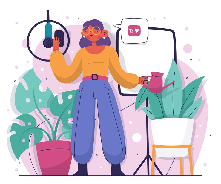 Vector Gratis hand drawn blogger illustrated