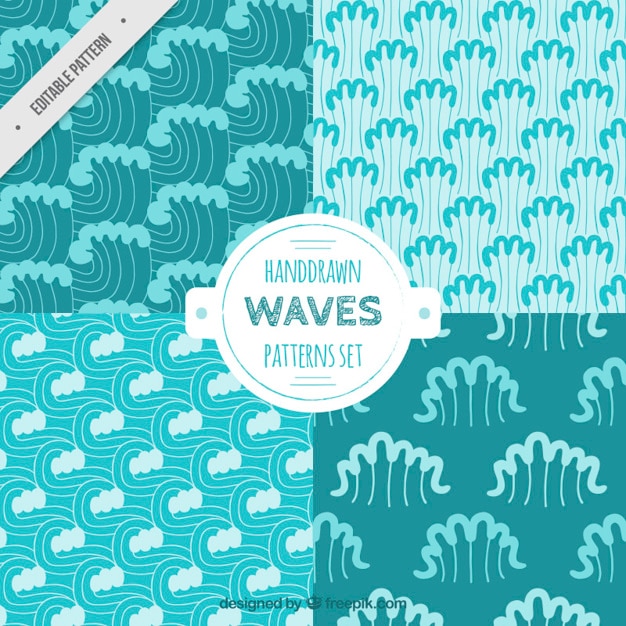 Vector Gratis hand drawn blue wave patterns 