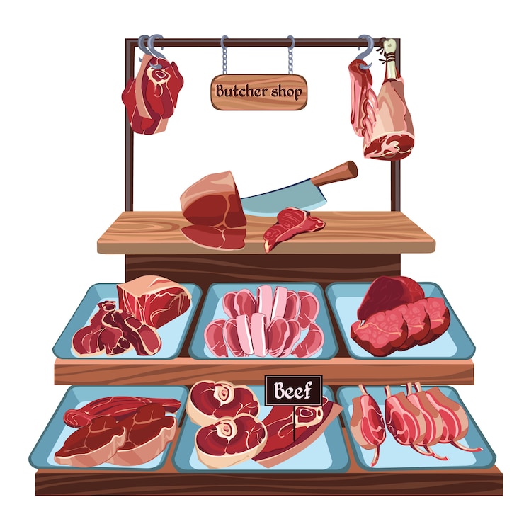 Vector Gratis hand drawn butcher shop concept
