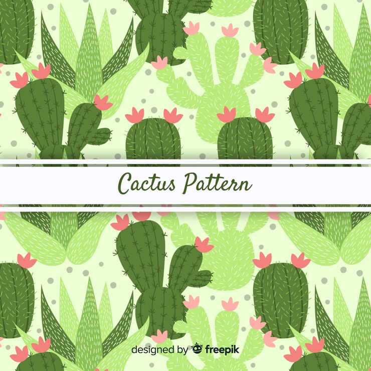 Vector Gratis hand drawn cactus with flowers background