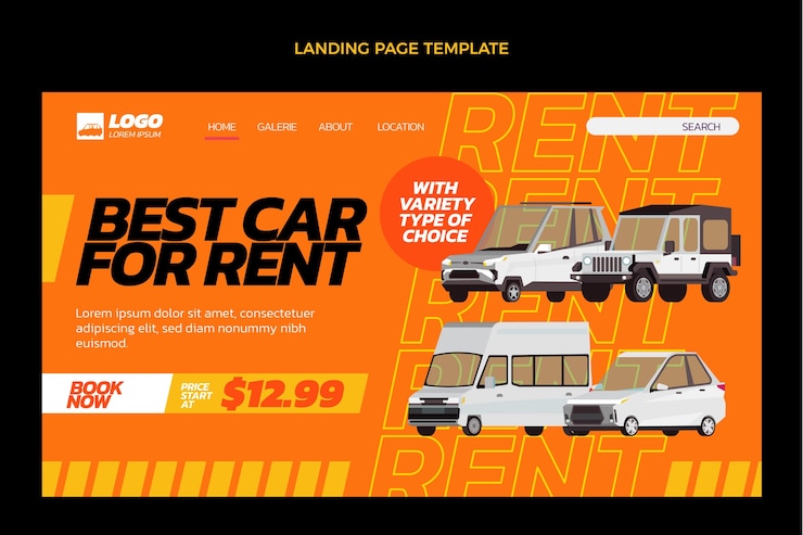 Vector Gratis hand drawn car rental landing page
