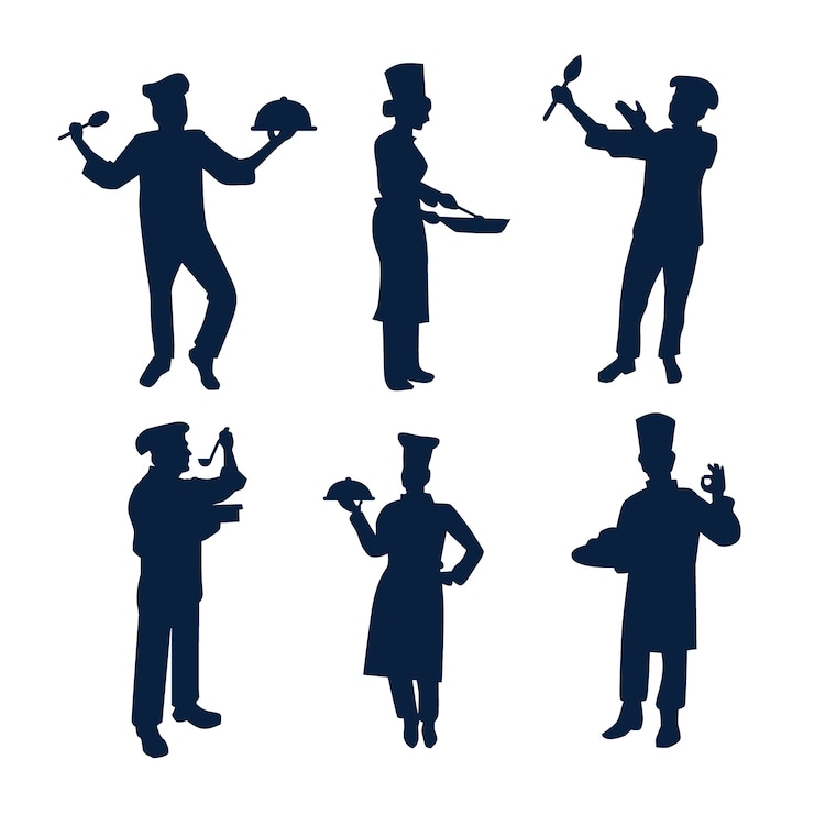 Vector Gratis hand drawn chef silhouette set