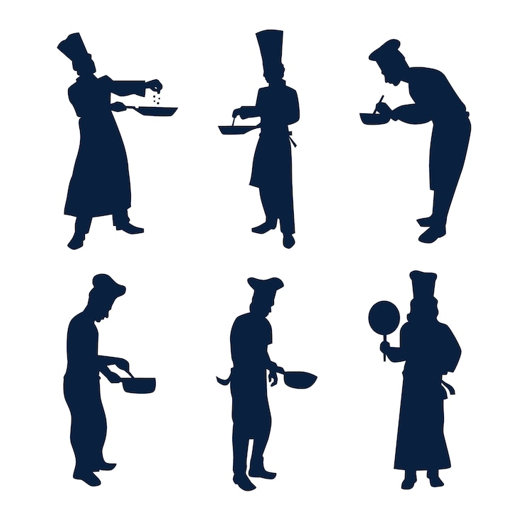 Vector Gratis hand drawn chef silhouette set