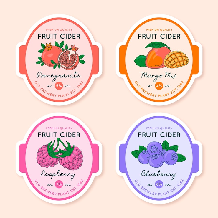 Vector Gratis hand drawn cider  label template