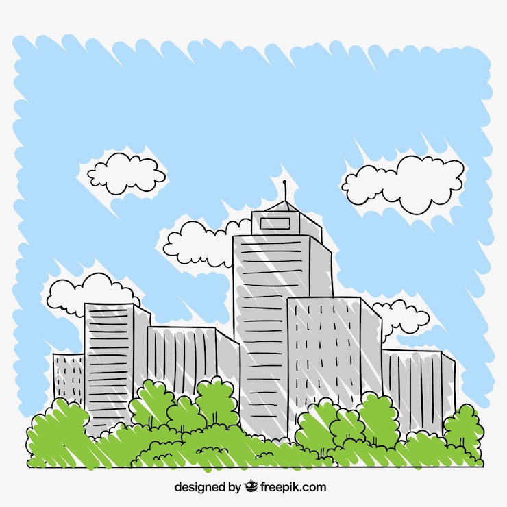 Vector Gratis hand drawn city