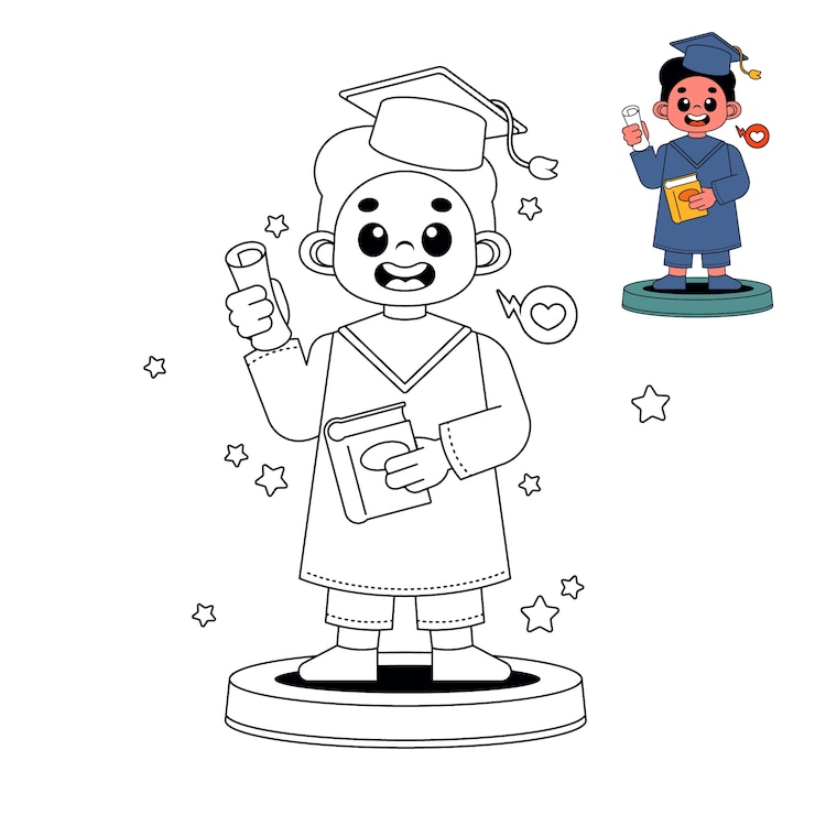 Vector Gratis hand drawn class of 2024 coloring page illustration