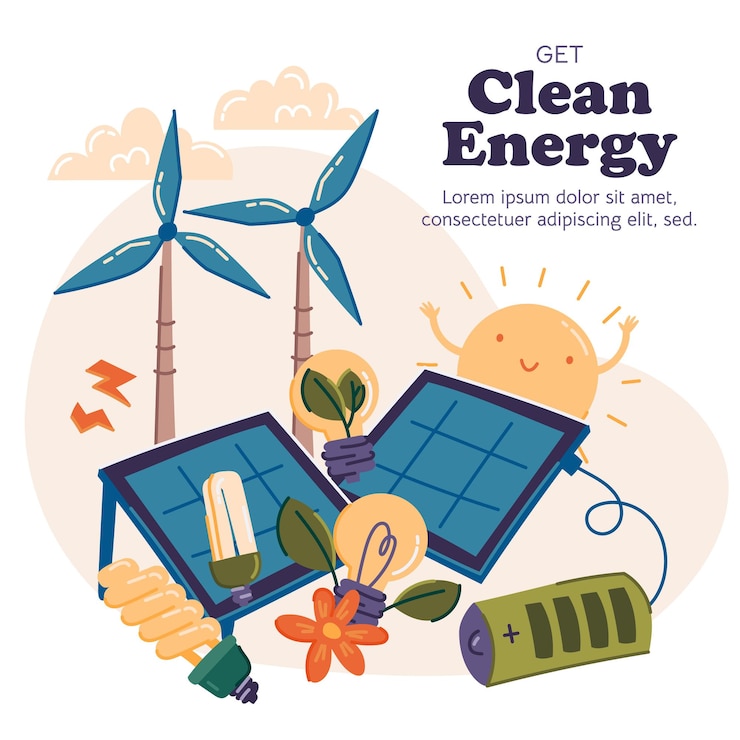 Vector Gratis hand drawn clean energy concept