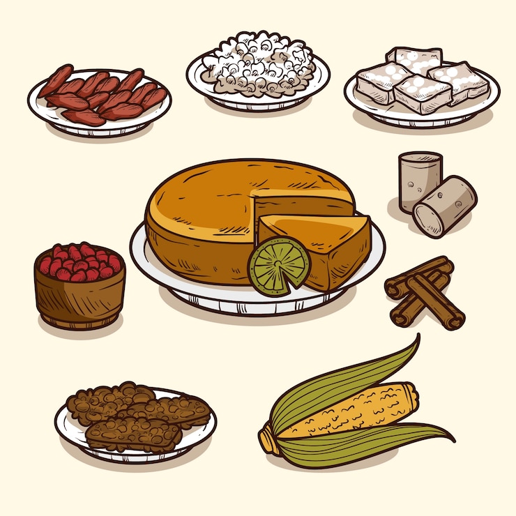 Vector Gratis hand drawn comida junina element