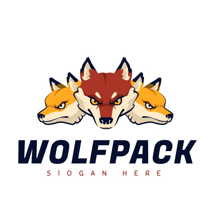 Vector Gratis hand drawn creative wolfpack logo template