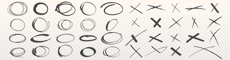 Vector Gratis hand drawn cross and circle signs set