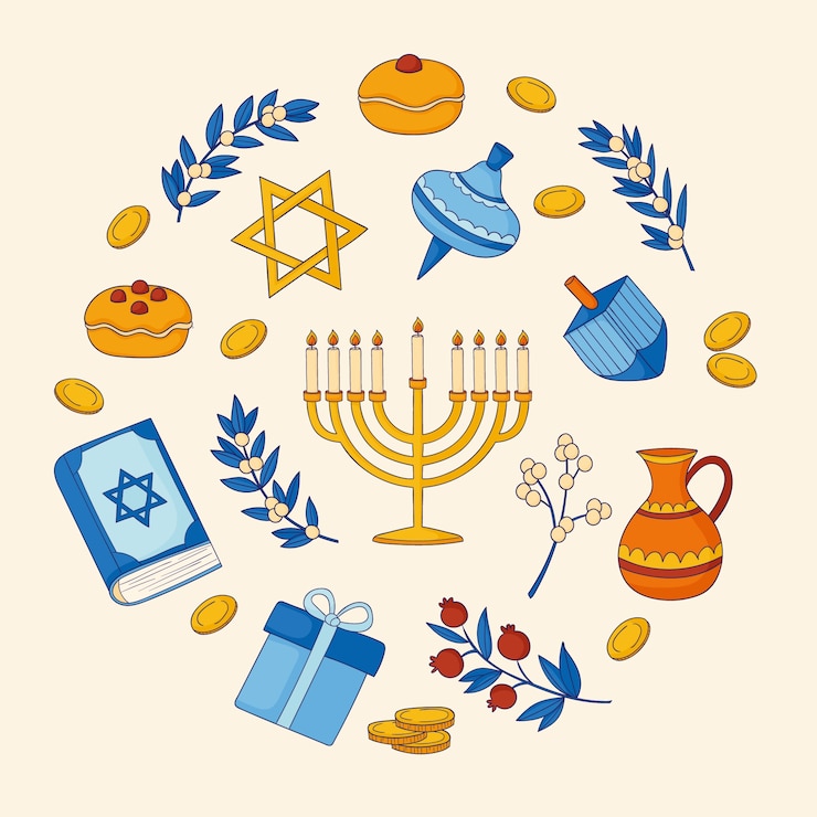 Vector Gratis hand drawn design elements collection for hanukkah celebration