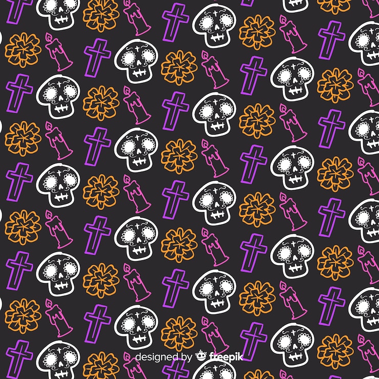 Vector Gratis hand drawn dia de muertos pattern