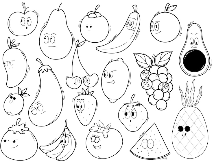 Vector Gratis hand drawn doodle adorable fruit collection