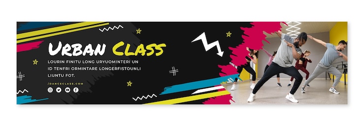 Vector Gratis hand drawn dynamic dance school twitch banner