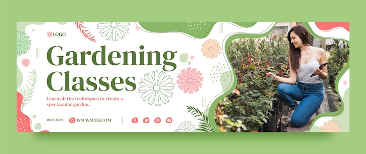 Vector Gratis hand drawn dynamic gardening twitter header