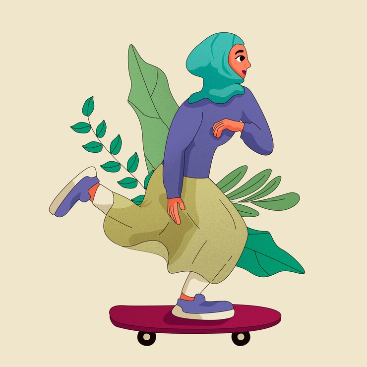 Vector Gratis hand drawn empowered muslim woman illustration