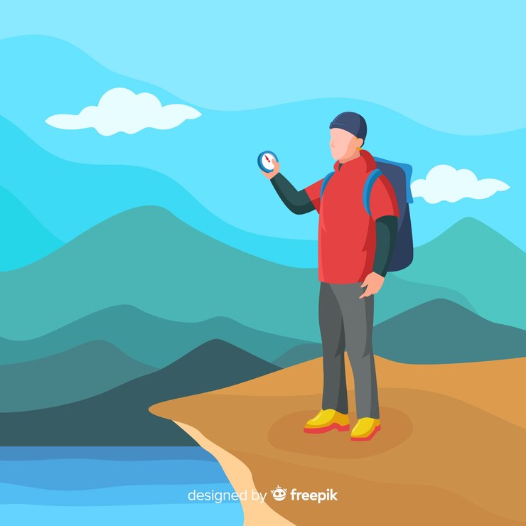 Vector Gratis hand drawn explorer with backpack background