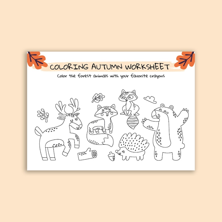 Vector Gratis hand-drawn fall coloring worksheet