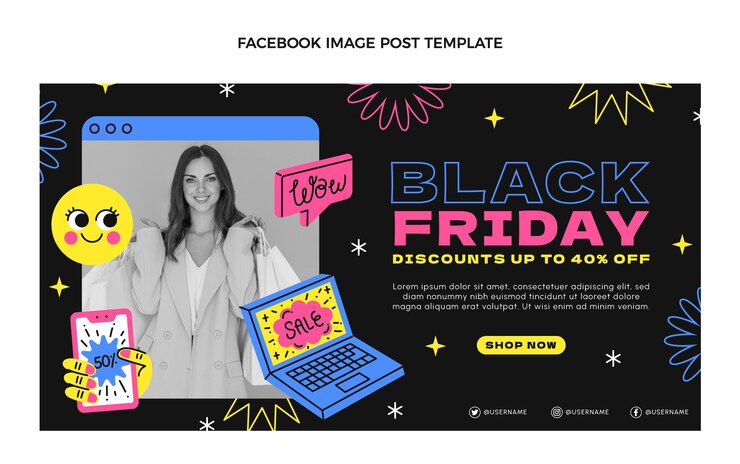 Vector Gratis hand drawn flat black friday social media post template