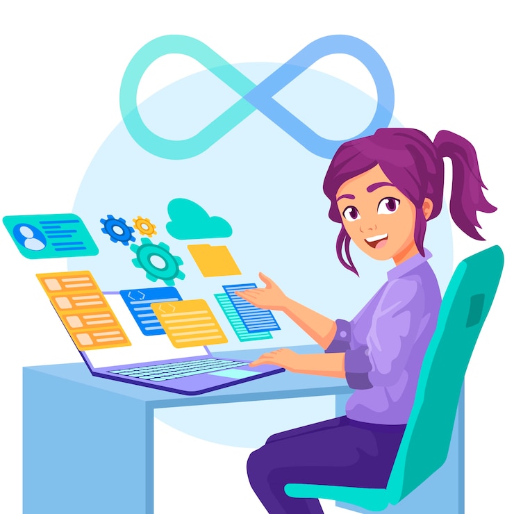 Vector Gratis hand drawn flat design devops illustration