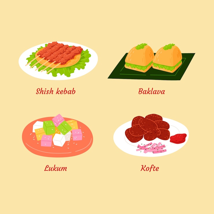 Vector Gratis hand drawn flat design turkish food