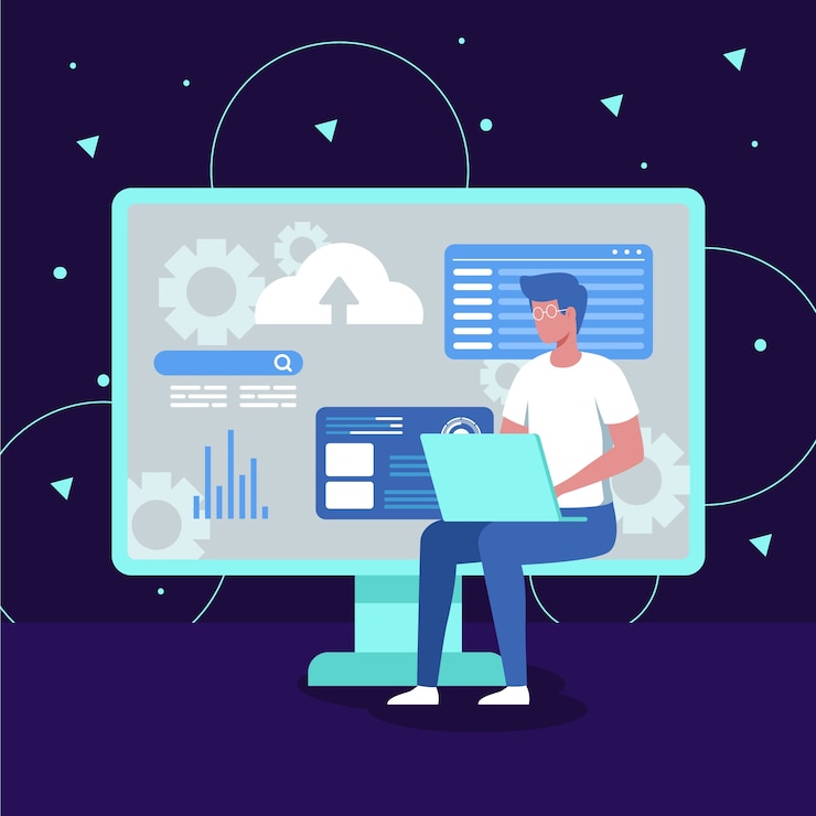 Vector Gratis hand drawn flat design website hosting illustration