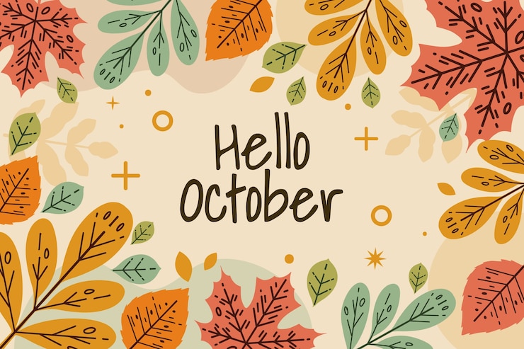 Vector Gratis hand drawn flat hello october background