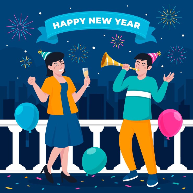 Vector Gratis hand drawn flat new year illustration