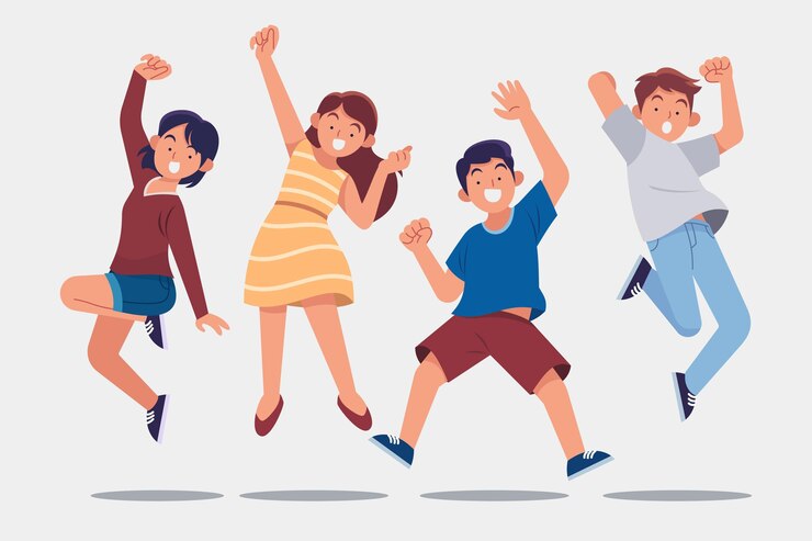 Vector Gratis hand drawn flat people jumping