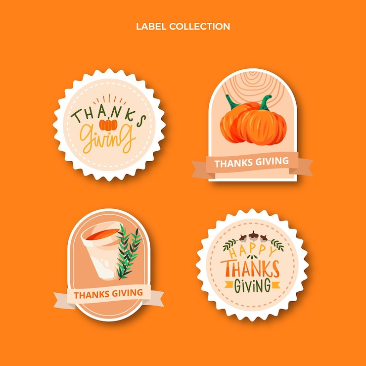 Vector Gratis hand drawn flat thanksgiving labels collection