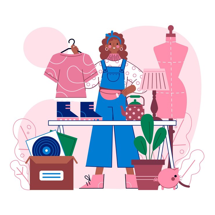 Vector Gratis hand drawn flea market concept