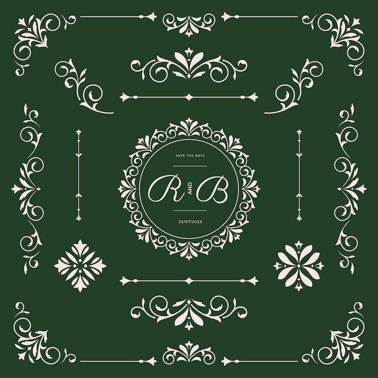 Vector Gratis hand drawn floral wedding album ornaments